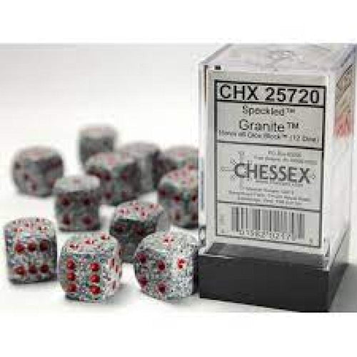CHX 25720 SPECKLED 16MM D6 GRANITE DICE 12