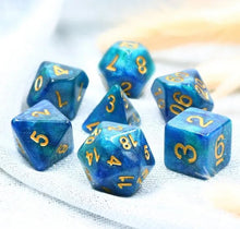 Load image into Gallery viewer, HDGL05 GALAXY DICE SET BLUE GREEN
