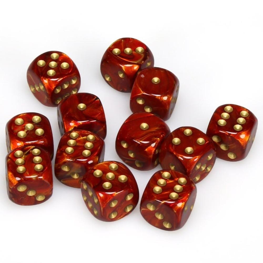 CHX 27614 SCARAB SCARLET / GOLD D6 16MM 12 CT DICE SET