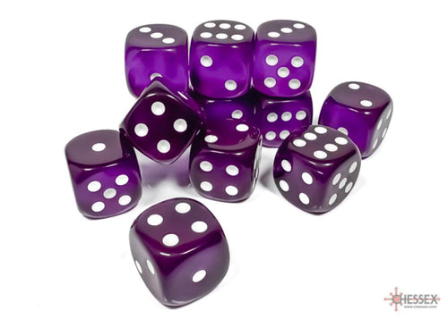 CHX 23607 TRANSLUCENT 16MM D6 PURPLE/WHITE DICE 12