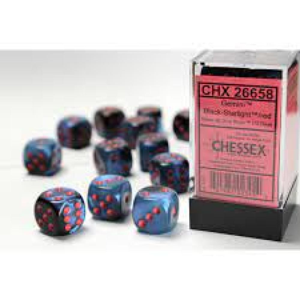 CHX 26658 GEMINI BLACK STARLIGHT W/RED DICE SET