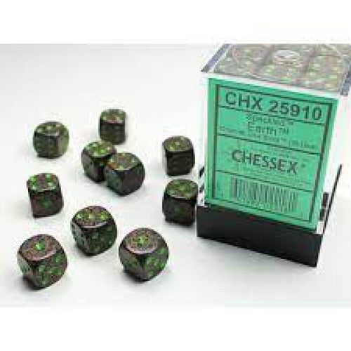 CHX 25910 SPECKLED 12MM D6 EARTH DICE 36