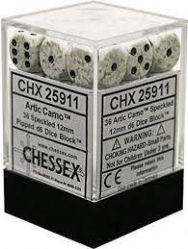 CHX 25911 SPECKLED 12MM D6 ARTIC CAMO DICE 36