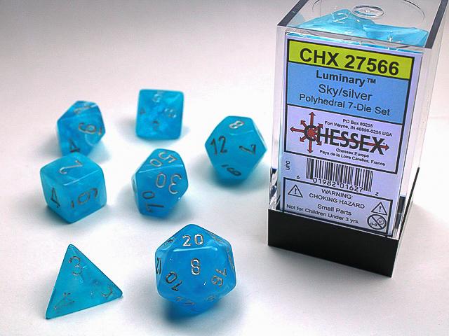 CHX 27566 LUMINARY SKY/SILVER POLYHEDRAL 7-DICE SET