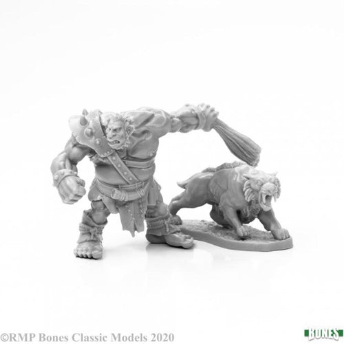 REAPER BONES MINIATURE 77939 HILL GIANT HUNTER AND DIRE LION