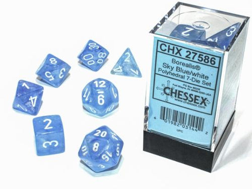 CHX 27586 BOREALIS SKY BLUE WHITE 7 DICE SET