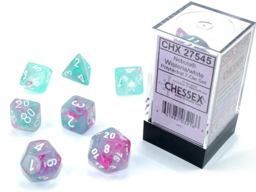 CHX 27545 NEBULA WISTERIA-WHITE POLYHEDRAL 7- DICE SET