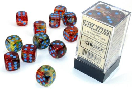 CHX 27759 NEBULA PRIMARY/BLUE LUMINARY 16MM D6 DICE BLOCK 12DICE