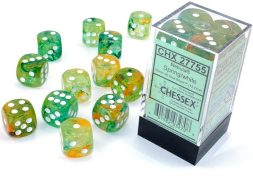 CHX 27755 NEBULA SPRING/WHITE LUMINARY 16MM D6 DICE BLOCK 12DICE