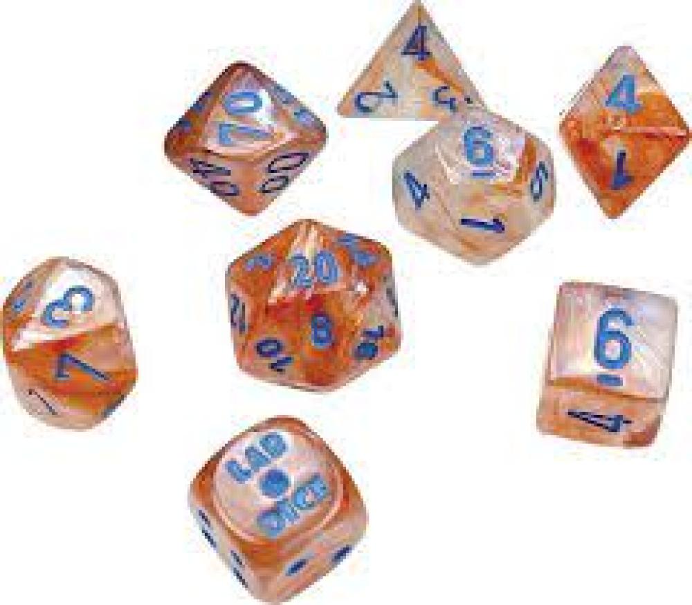 CHX 30045 BORIALIS ROSE GOLD LIGHT BLUE LAB DICE POLY SET