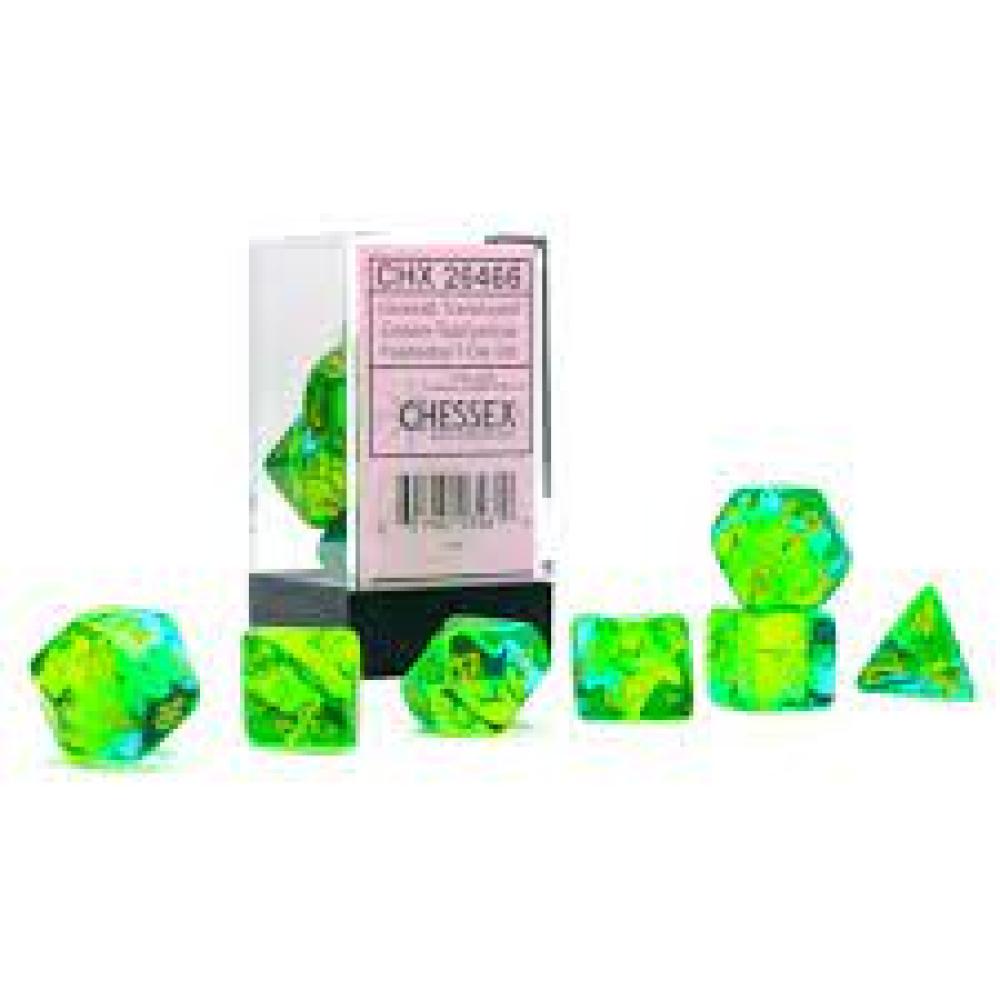 CHX 26466 GEMINI GREEN TEAL YELLOW DICE SET