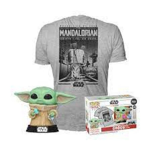 POP AND TEE STAR WARS MANDOLORIAN GROGU W COOKIE TS LARGE