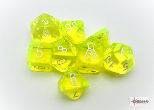 CHX 30061 TRANSLUCENT NEON YELLOW WHITE LAB DICE