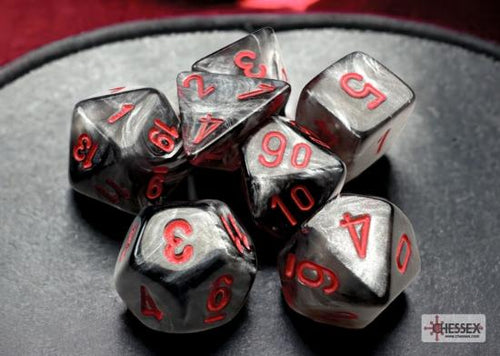 CHX 20478 MINI VELVET BLACK/RED POLYHEDRAL 7-DICE SET