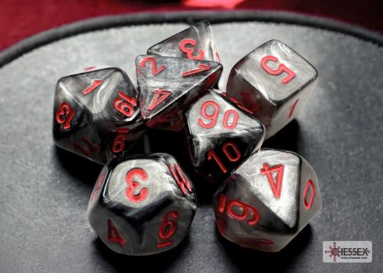 CHX 20478 MINI VELVET BLACK/RED POLYHEDRAL 7-DICE SET