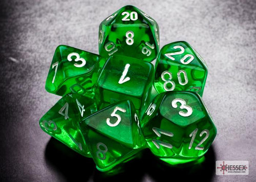 CHX 20375 TRANSLUCENT GREEN / WHITE MINI DICE SET