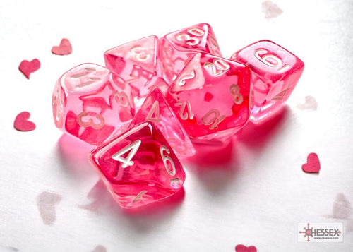 CHX 20384 TRANSLUCENT PINK / WHITE MINI DICE SET