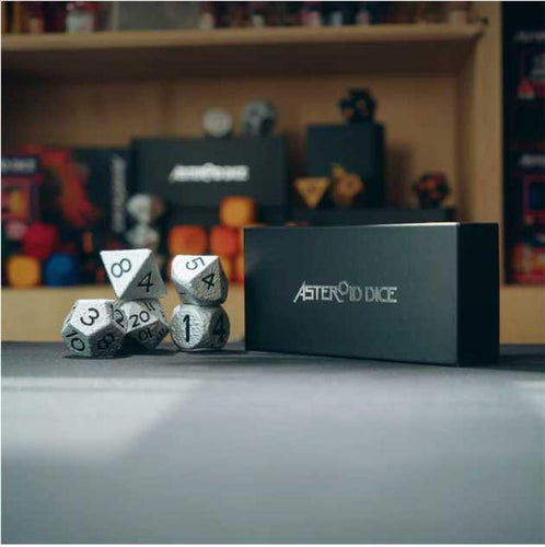 ASTEROID DICE - SILVER POLYHEDRAL DICE SET