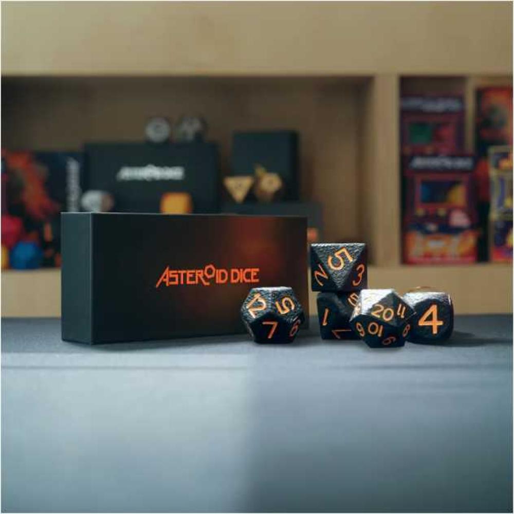 ASTEROID DICE - BLACK LAVA POLYHEDRAL DICE SET