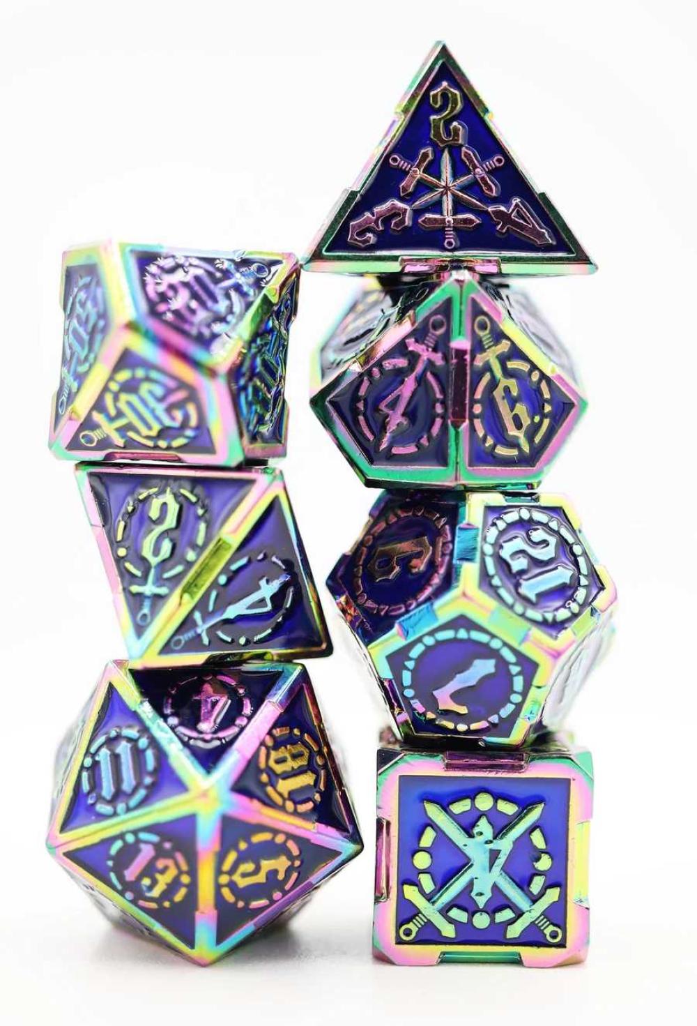 CROSSED SWORDS OCEANUS TREASURE SWORD METAL RPG DICE SET