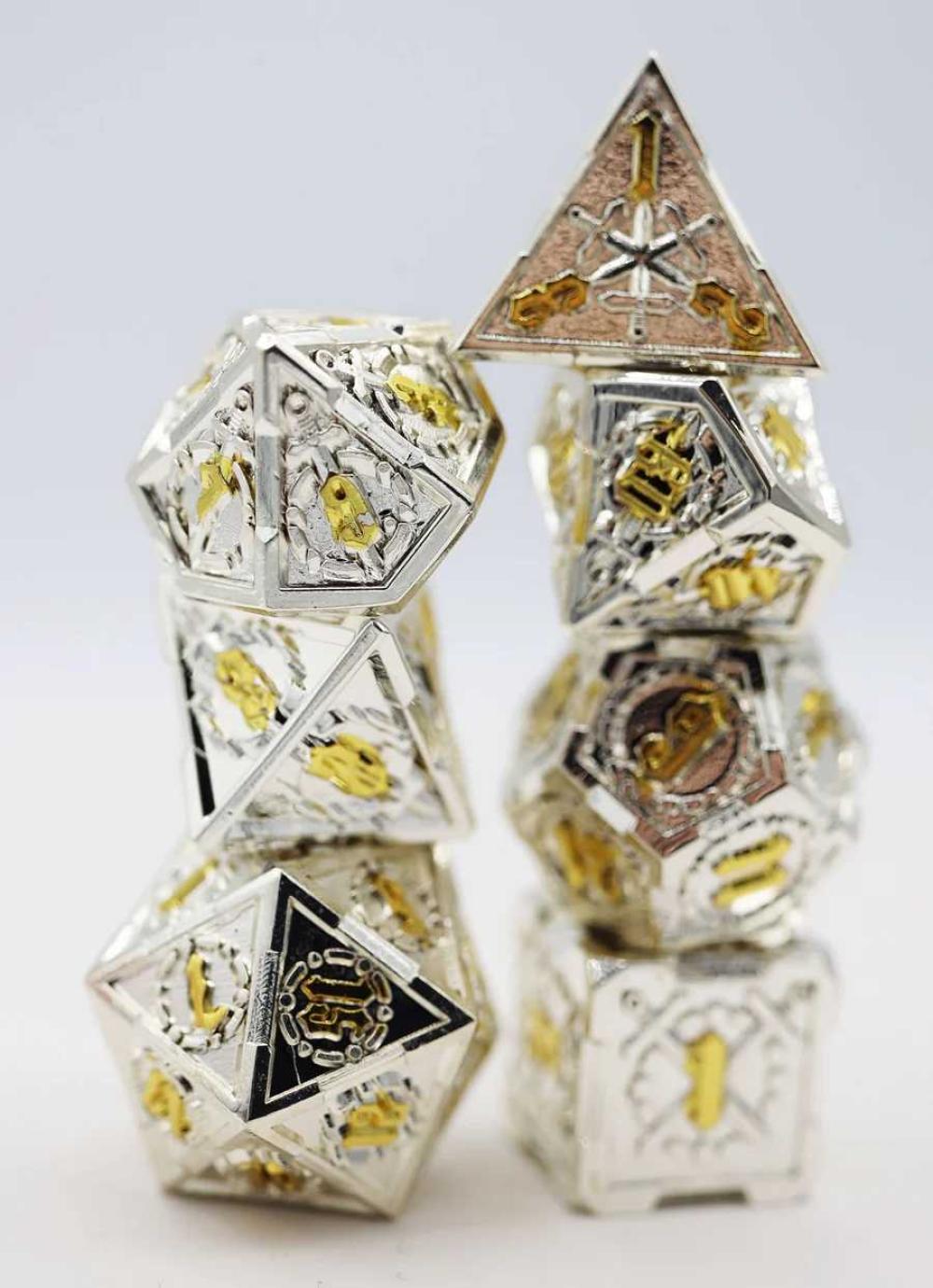 CROSSED SWORDS HOLY SWORD METAL RPG DICE SET