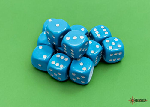 CHX 25616 OPAQUE LIGHT BLUE/WHITE 16MM D6 DICE SET 12 DICE