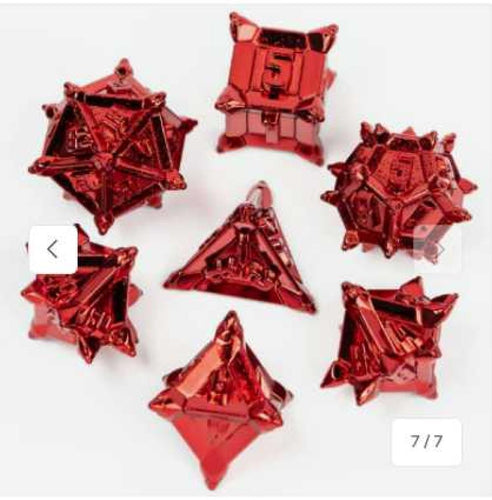 FOAM BRAIN RED FLAIL METAL DICE SET