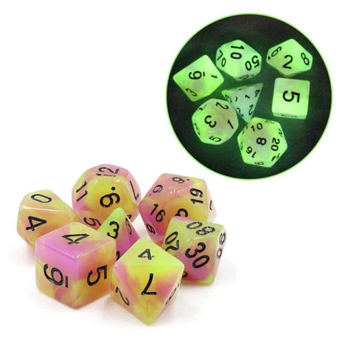 GLOW IN THE DARK TULIP RPG DICE SET