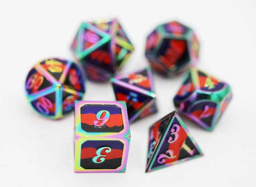 POLYAMOROUS PRIDE FLAG METAL RPG DICE SET
