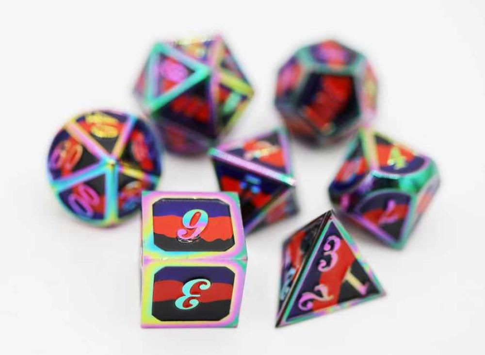 POLYAMOROUS PRIDE FLAG METAL RPG DICE SET