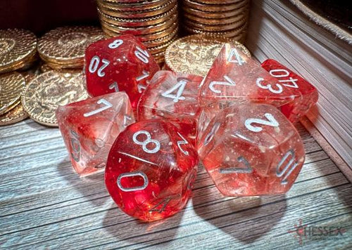 CHX 27554 NEBULA/RED SILVER LUMINARY POLYHEDRAL 7-DICE SET