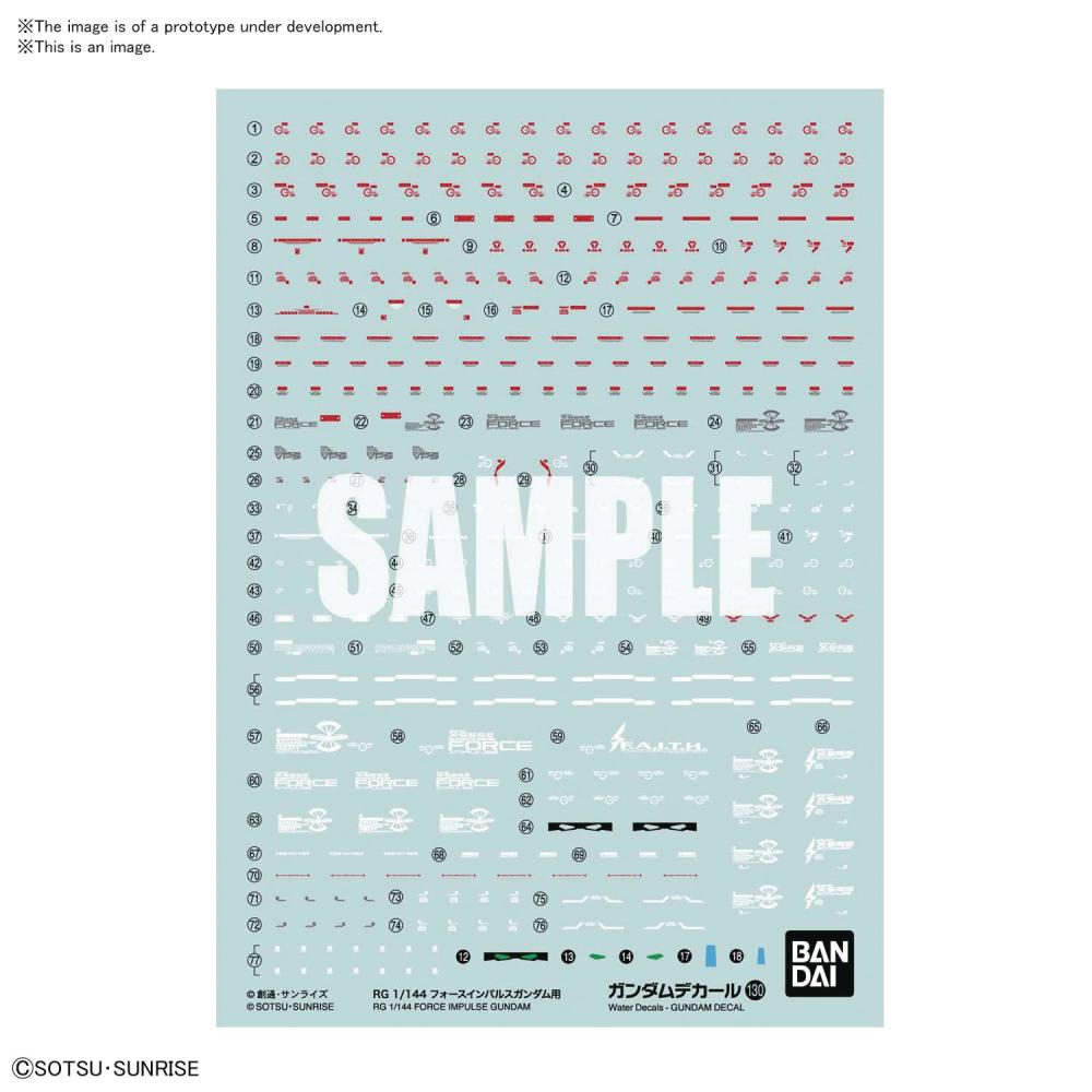 GUNDAM DECAL 130 RG 1/144 FORCE IMPULSE MULTIUSE DECAL